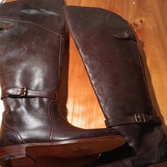 Frye Elegant Brown Leather Knee-High Boots Size 6.5 - Picture 3 of 15